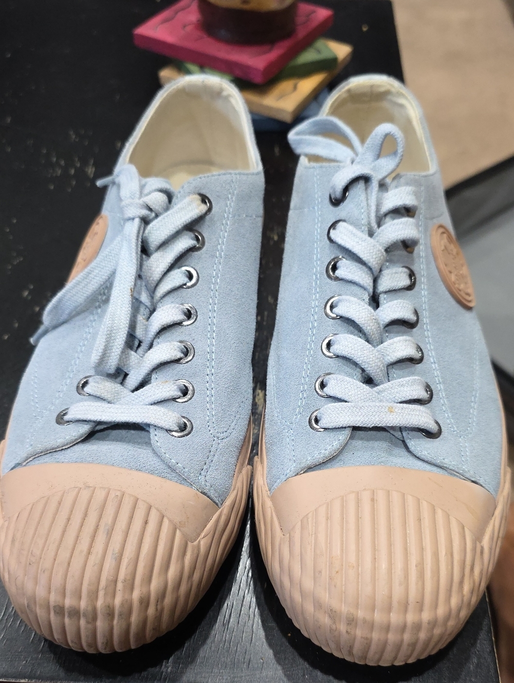 Ted Baker London Light Blue Canvas Sneakers with Beige Toe Cap